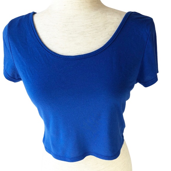 American Eagle Royal Blue Short Sleeve Crop Top - Picture 9 of 13
